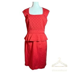 Active Seller!!! Antonio Melani Red Peplum Sheath Dress Size 8 Festive Cocktail